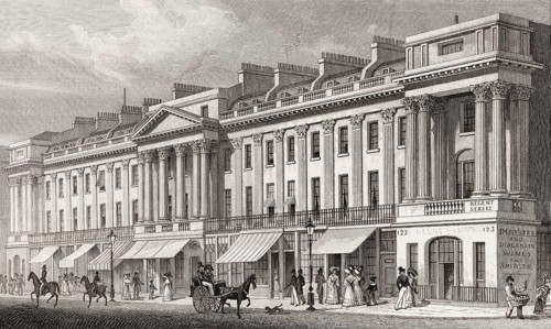 Regent Street, East, London, UK, illustration by Th. H. Shepherd, 1826
