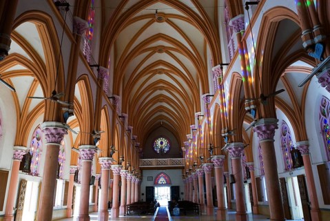 Interior, Saint Mary cathedral constructed in 1916, Madurai, Tamil Nadu, India, Asia