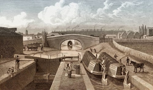 The Double Lock and East Entrance to the Islington Tunnel, Regent's Canal, London, illustration by