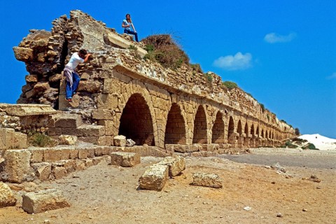 Roman aquaduct, Caesarea, Israel, Asia