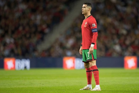Football match, captain Cristiano RONALDO CR7 Portugal in front of the free kick with view to the