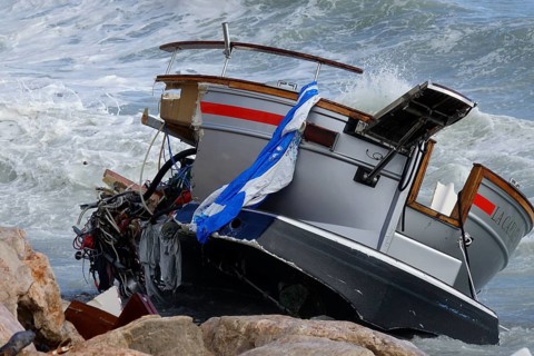 Destruction on the coast of the Côte d'Azur in Roquebrune Cap Martin and Menton after storm in