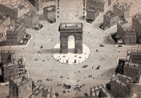 Bird's eye view of the Place Charles de Gaulle, Paris, France, 1857, Europe
