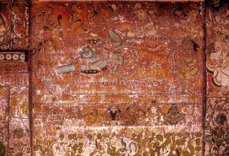 400 years old murals in Panayannar kav Bhagawathy temple at Parumala near Mannar, Kerala, South