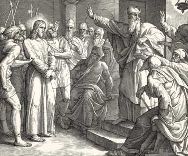 Sanhedrin trial of Jesus, New Testament, by Julius Schnorr von Carolsfeld, 1860