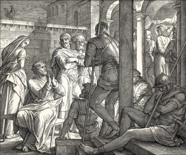 The Denial of apostle Peter, New Testament, by Julius Schnorr von Carolsfeld, 1860