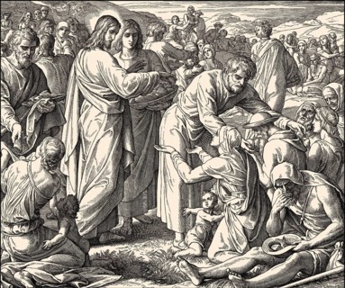 The Feeding of the 5, 000 people, New Testament, by Julius Schnorr von Carolsfeld, 1860