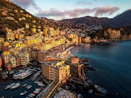 Sunset on the seaside of Camogli