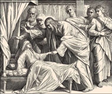 Raising of the dead, the daughter of Jairus, New Testament, by Julius Schnorr von Carolsfeld, 1860