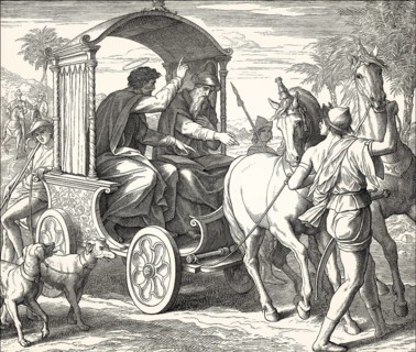 Philip the Evangelist and the Ethiopian Eunuch, New Testament, by Julius Schnorr von Carolsfeld,