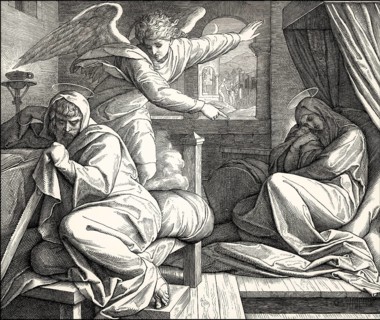 Angel Warns Joseph to leave Bethlehem and flee to Egypt, by Julius Schnorr von Carolsfeld