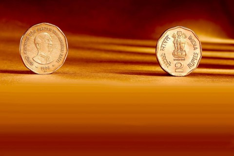 Double pair Indian currency two rupees coin front side and backside manner embossed Sardar