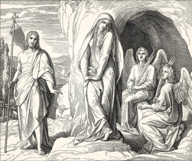 The Empty Tomb, Mary Magdalene, New Testament, by Julius Schnorr von Carolsfeld, 1860
