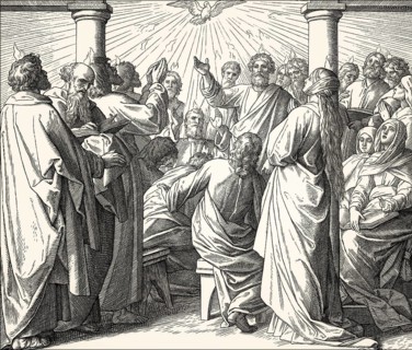 Pentecost, the descent of the Holy Spirit upon the Apostles, by Julius Schnorr von Carolsfeld, 1860
