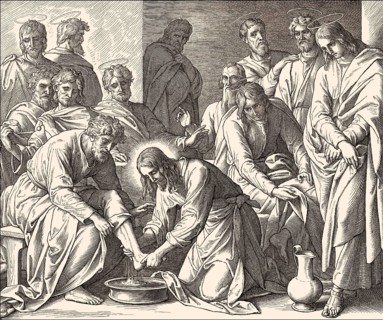 Jesus Washes the Disciples' Feet, New Testament, by Julius Schnorr von Carolsfeld, 1860