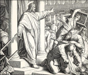 The cleansing of the Temple, New Testament, by Julius Schnorr von Carolsfeld, 1860