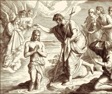 The baptism of Jesus by John the Baptist, New Testament, by Julius Schnorr von Carolsfeld, 1860
