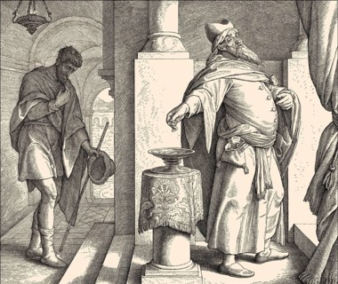 The parable of the Pharisee and the Publican, New Testament, by Julius Schnorr von Carolsfeld, 1860