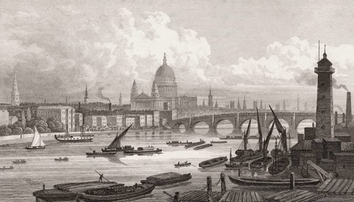 Panorama of London, St Paul's Cathedral, UK, illustration by Th. H. Shepherd, 1826