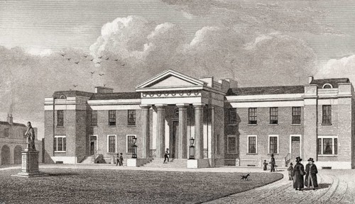 Haberdasher's Alms Houses, Hoxton, London, UK, illustration by Th. H. Shepherd, 1826