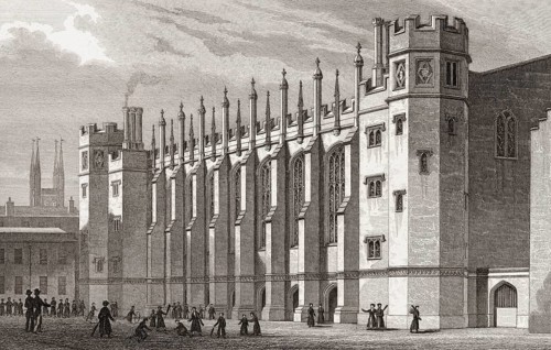 The New Hall, Christ's Hospital, London, UK, illustration by Th. H. Shepherd, 1826