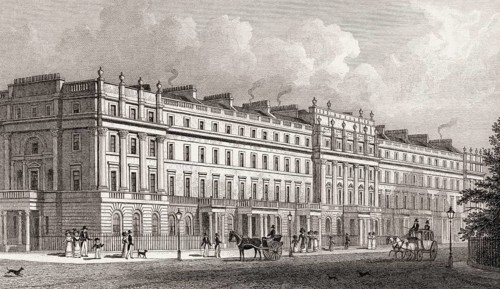 North East side of Belgrave Square, London, illustration by Th. H. Shepherd, 1828