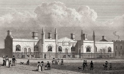 Brewers Alms House, Mile-end, London, UK, illustration by Th. H. Shepherd, 1826