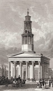 St Pancras Church, London, illustration by Th. H. Shepherd, 1828