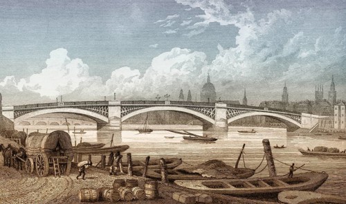 Southwark Bridge, London, UK, illustration by Th. H. Shepherd, 1826