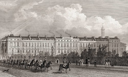 Park Square East side with Diorama, London, UK, illustration by Th. H. Shepherd, 1826