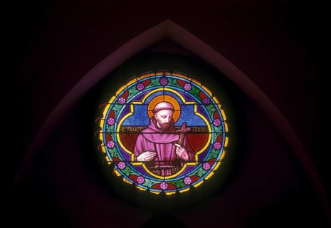 Stained Glass in Basilica of the Sacred Heart of Jesus at Puducherry Pondicherry, South India,