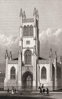 Saint Mark the Evangelist church, Pentonville, illustration by Th. H. Shepherd, 1828