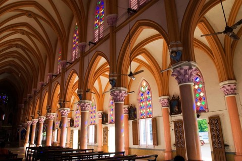Interior, Saint Mary cathedral constructed in 1916, Madurai, Tamil Nadu, India, Asia