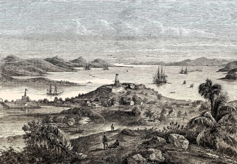Historic view of Nouméa, New Caledonia, 19th century, Oceania