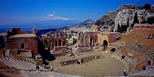 Greco-Roman theatre, Taormina, Sicily, Italy, Europe