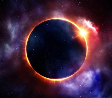 Total sun eclipse with stars illustration