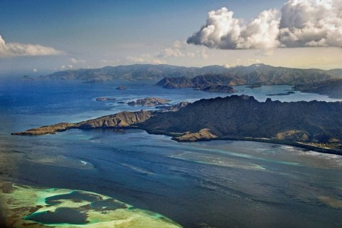 Aerial view, island landscape, flight from Denpasar Bali to Flores, Indonesia, Asia