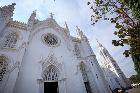 Basilica of Our Lady of Dolours with three tower front tower 146 ft high and rear Bible tower 260