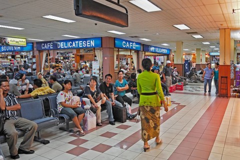 Cafe, waiting room with passengers, airport, Denpasar, Bali, Indonesia, Asia