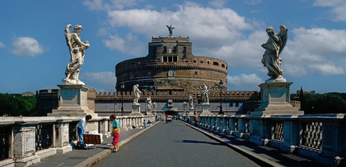 Angel's Bridge in front of Castel Sant'Angelo in Rome, Italy, Europe