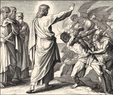 The exorcism of the Gerasene demoniac, New Testament, by Julius Schnorr von Carolsfeld, 1860