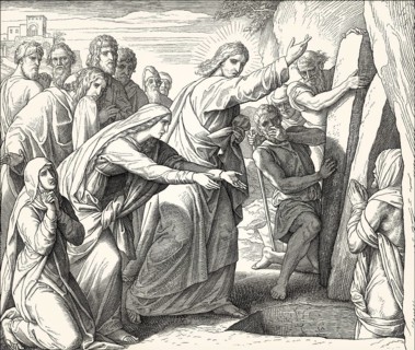 Raising of Lazarus, New Testament, by Julius Schnorr von Carolsfeld, 1860