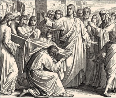 The raising of the son of the widow of Nain, New Testament, by Julius Schnorr von Carolsfeld, 1860