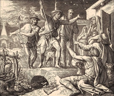 Shepherds spreading the good news, birth of the messiah, by Julius Schnorr von Carolsfeld