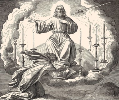 Vision of John on Patmos, Book of Revelation, New Testament, by Julius Schnorr von Carolsfeld, 1860