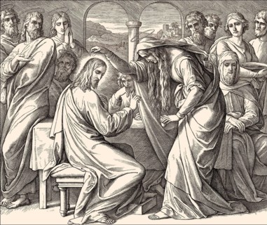 The Anointing of Jesus at Bethany, New Testament, by Julius Schnorr von Carolsfeld, 1860