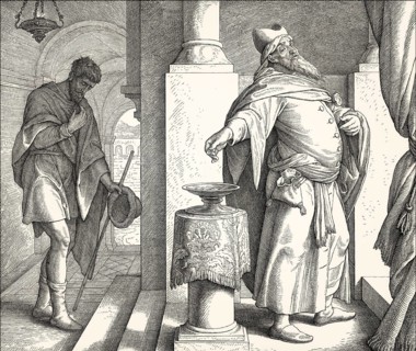 The parable of the Pharisee and the Publican, New Testament, by Julius Schnorr von Carolsfeld, 1860