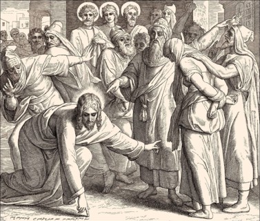 Trial of the Adulteress, New Testament, by Julius Schnorr von Carolsfeld, 1860