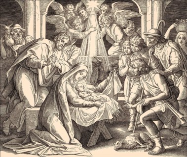 The birth of Jesus Christ, by Julius Schnorr von Carolsfeld