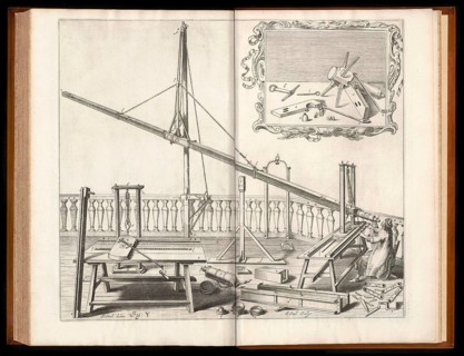 Keplerian astronomical refracting telescope, Machinae coelestis, 1673, by Johannes Hevelius, Danzig
